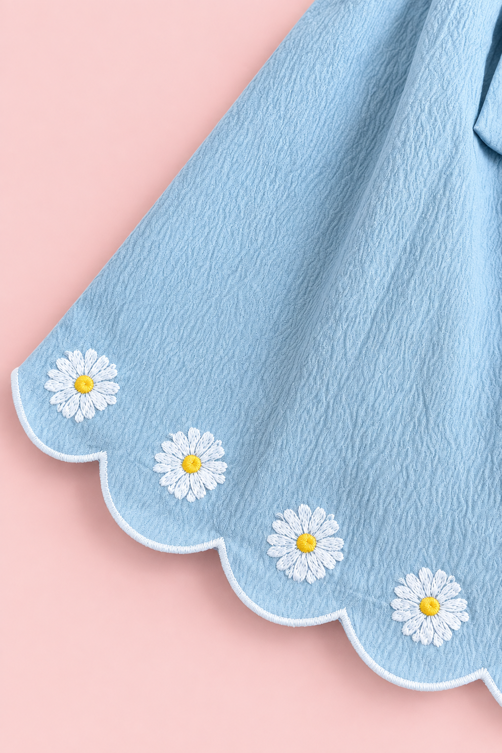 Blue Daisy Scallop Baby Dress