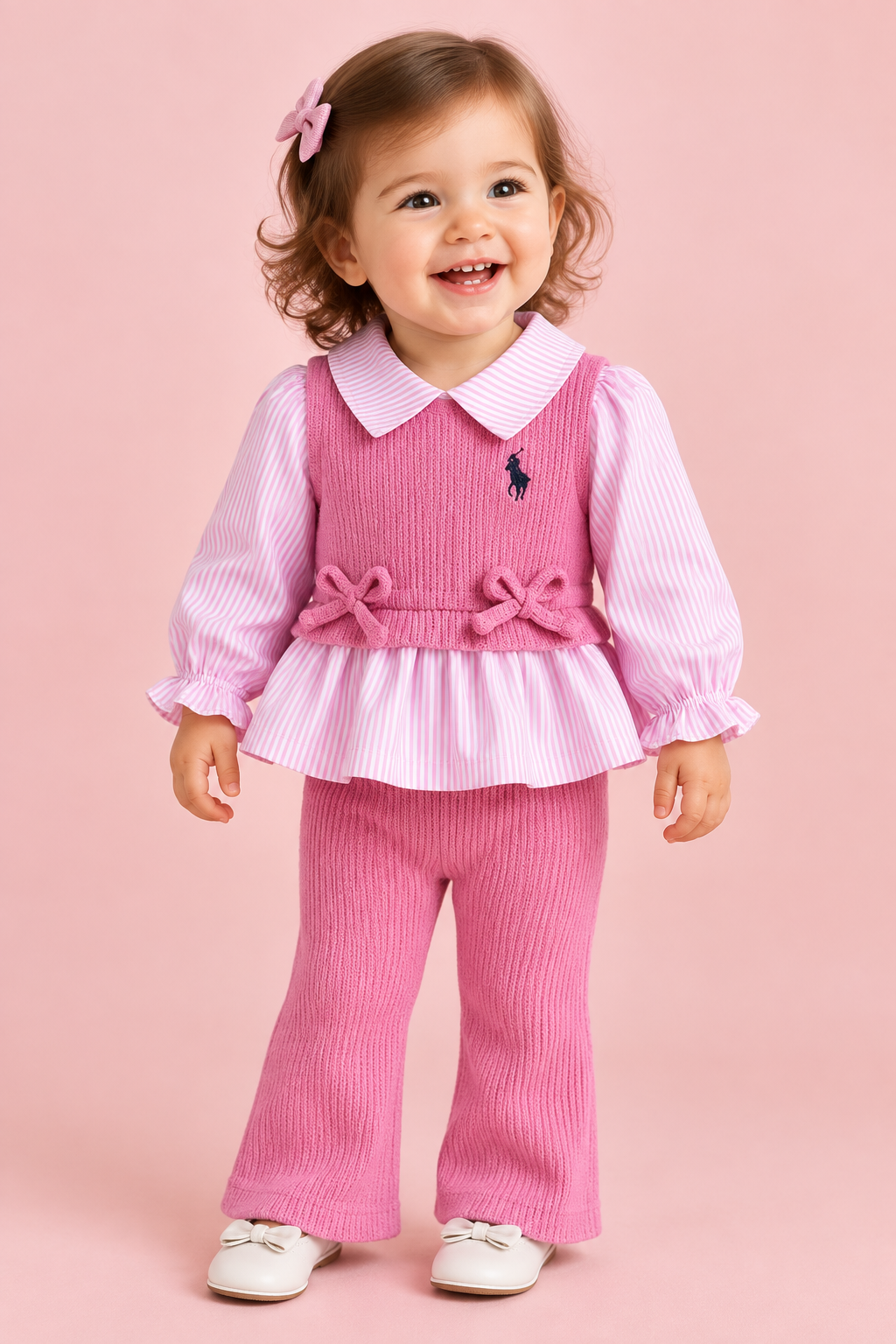 Pink Knit & Stripe Two-Piece Set