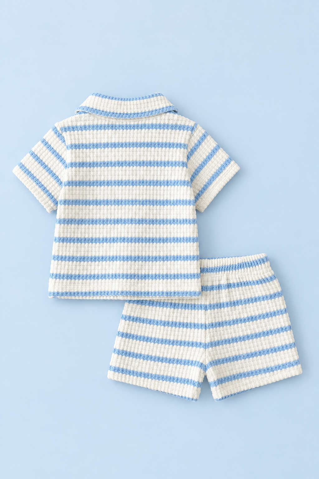 Baby Boys’ Striped Shirt & Shorts Set – Blue & Cream