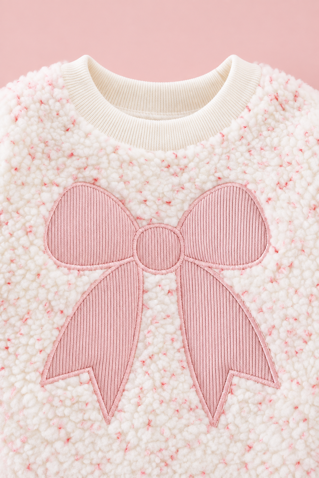 Pink Bow Sherpa Sweatshirt & Corduroy Flare Pants Set