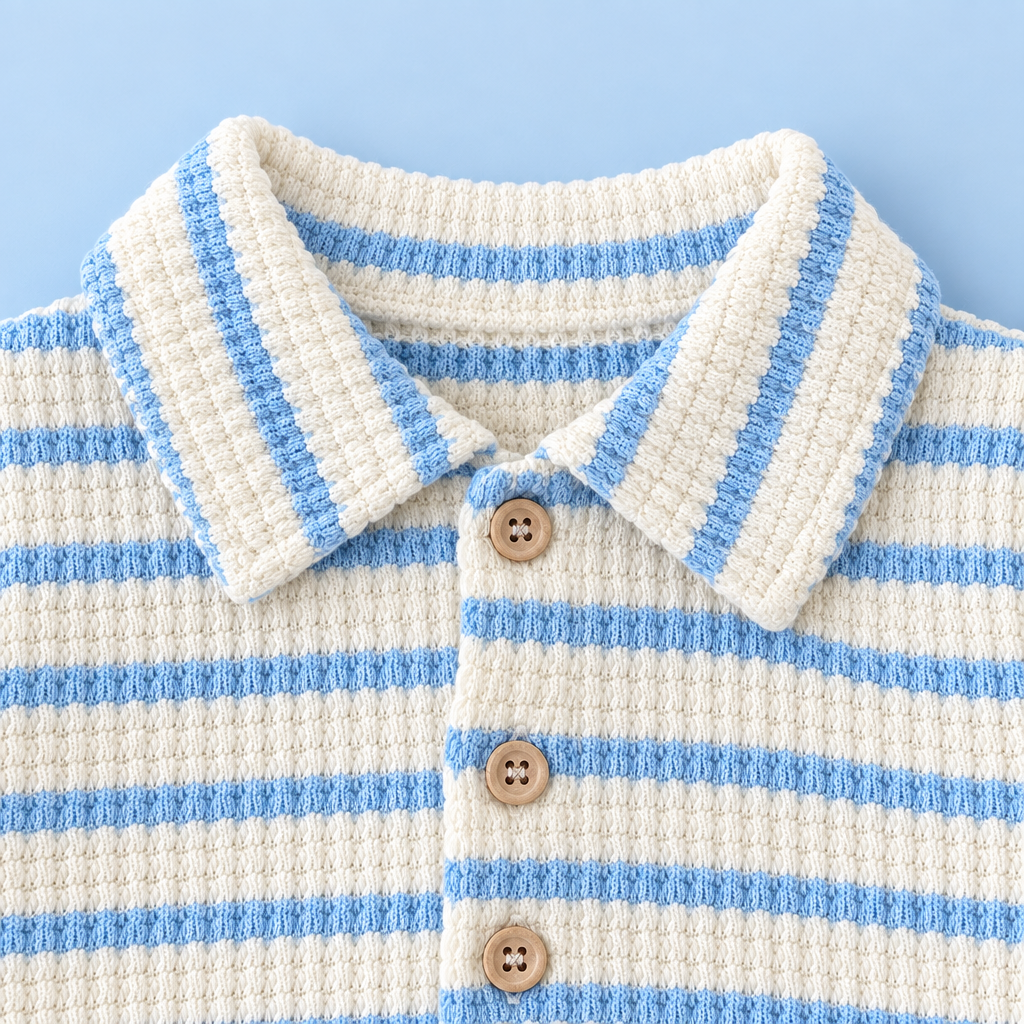 Baby Boys’ Striped Shirt & Shorts Set – Blue & Cream