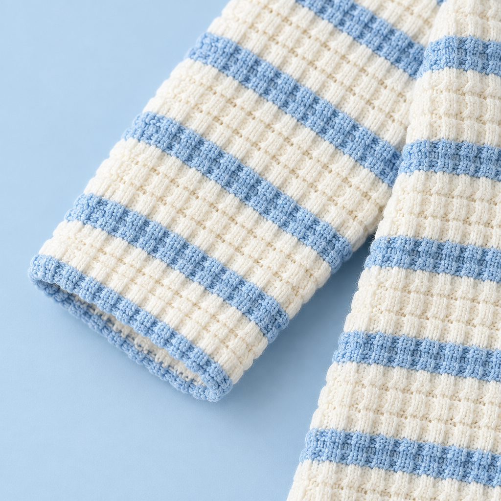 Baby Boys’ Striped Shirt & Shorts Set – Blue & Cream