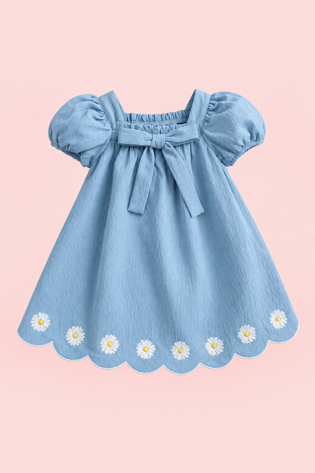 Blue Daisy Scallop Baby Dress