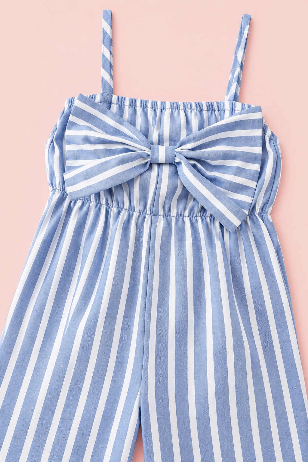 Blue Striped Bow Jumpsuit