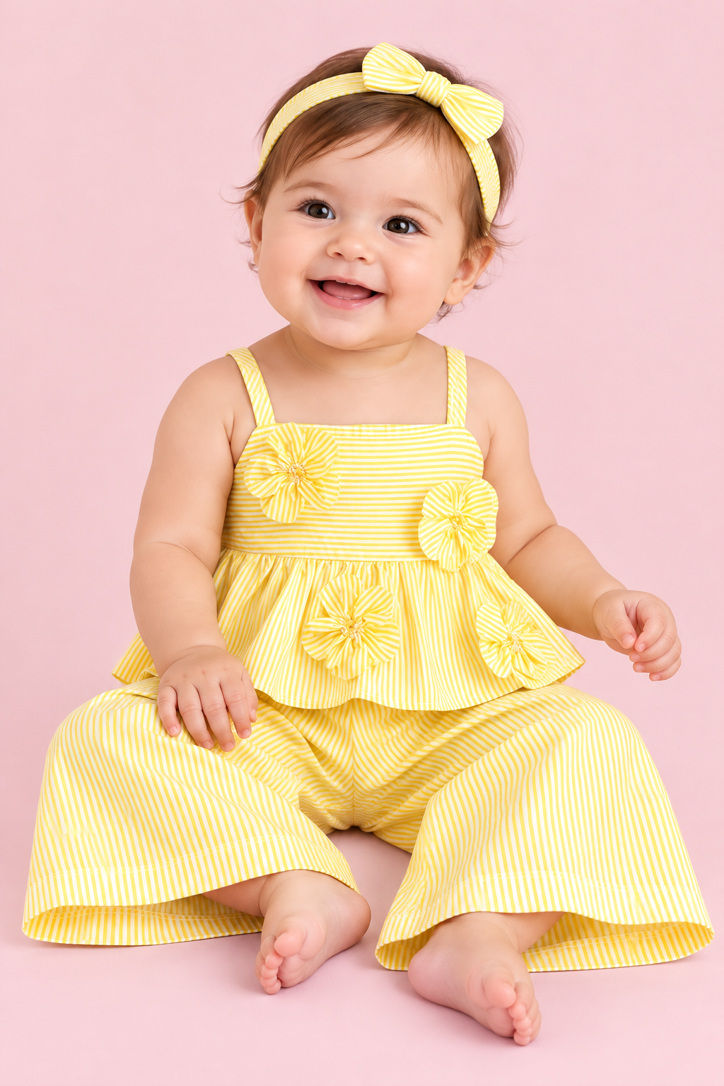 Sunshine Stripe Baby Girl 2-Piece Set – Yellow