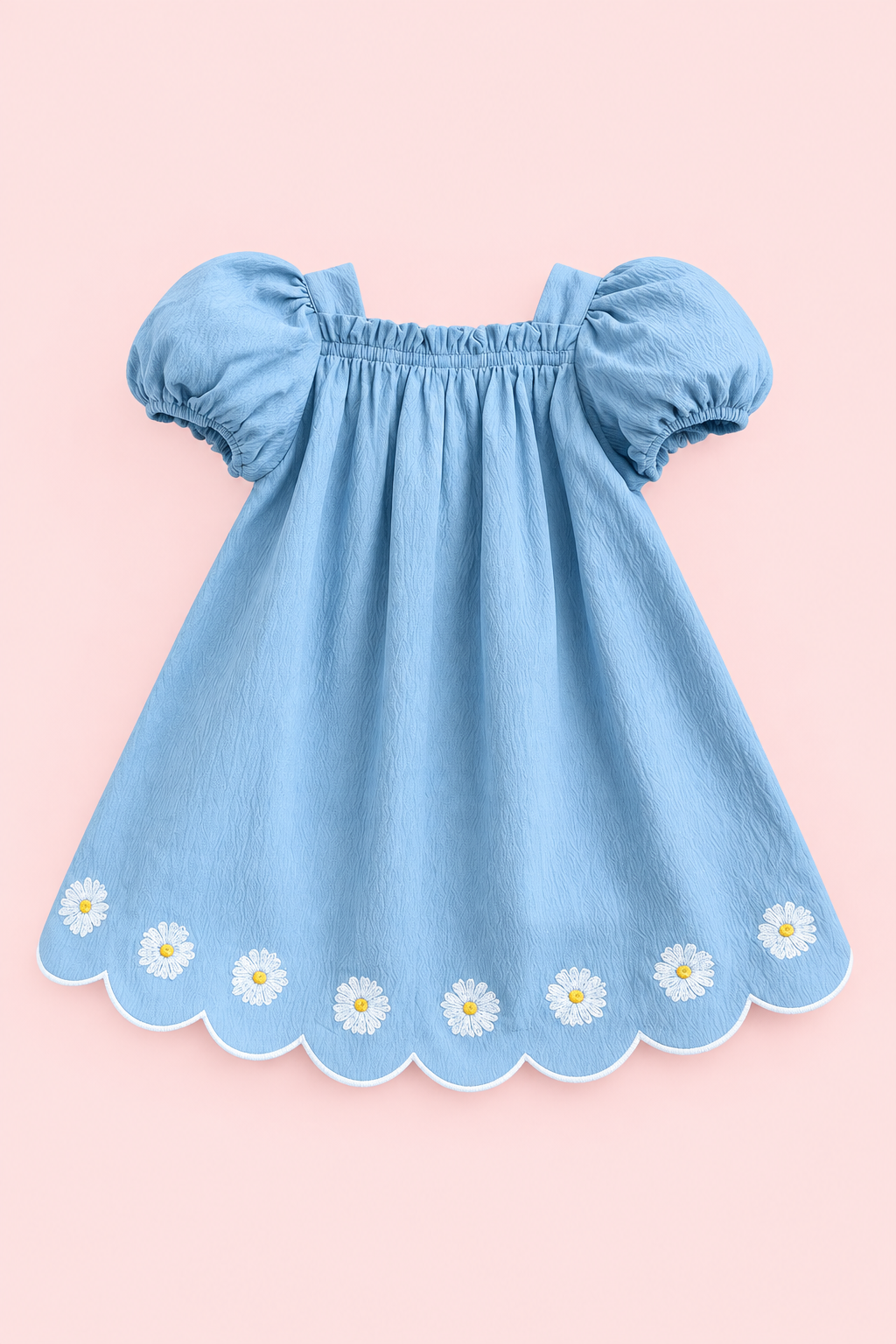 Blue Daisy Scallop Baby Dress