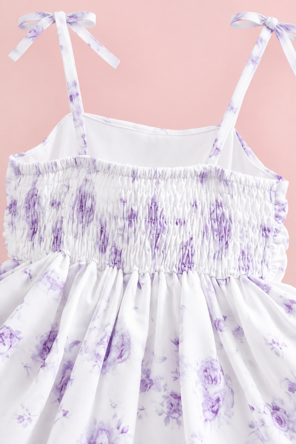Purple Floral Tiered Smocked Dress
