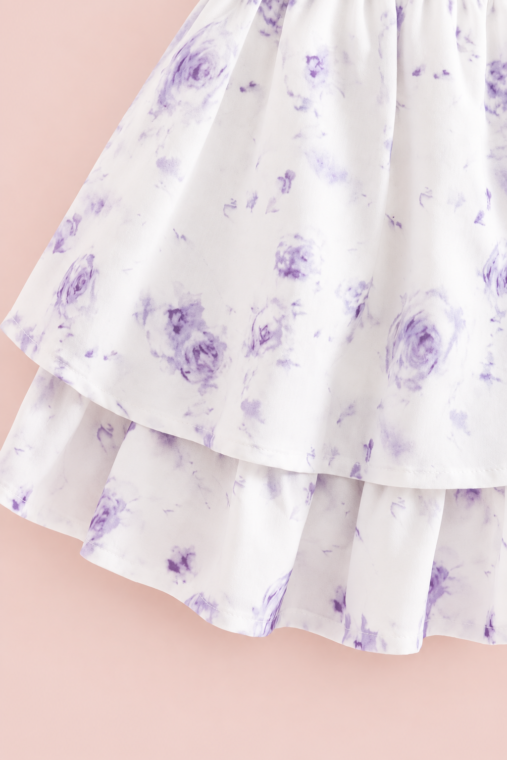 Purple Floral Tiered Smocked Dress