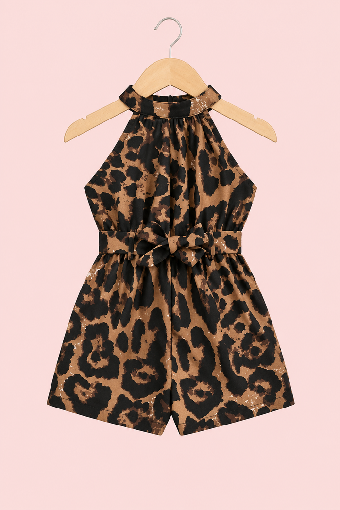 Leopard Print Halter Romper