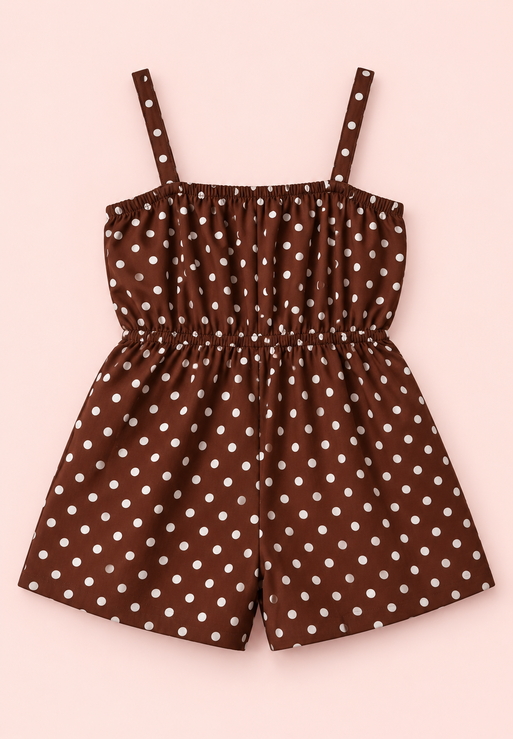 Babeilu Chocolate Polka Dot Bow Romper - back view