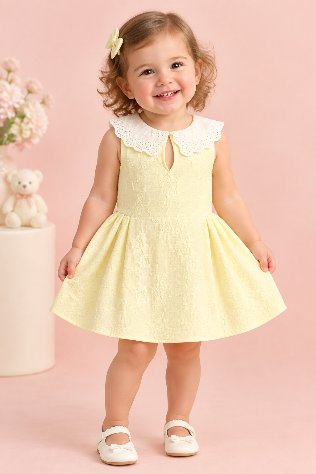 Yellow Lace Collar Baby Dress