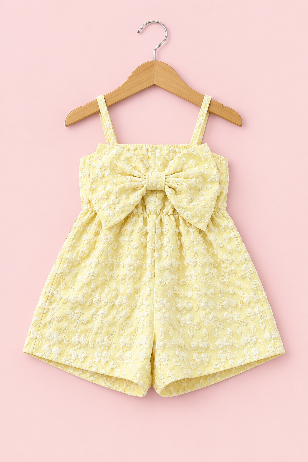 Yellow Floral Bow Romper