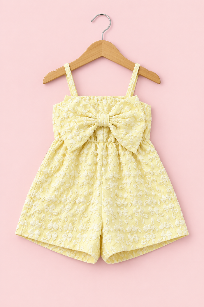 Yellow Floral Bow Romper