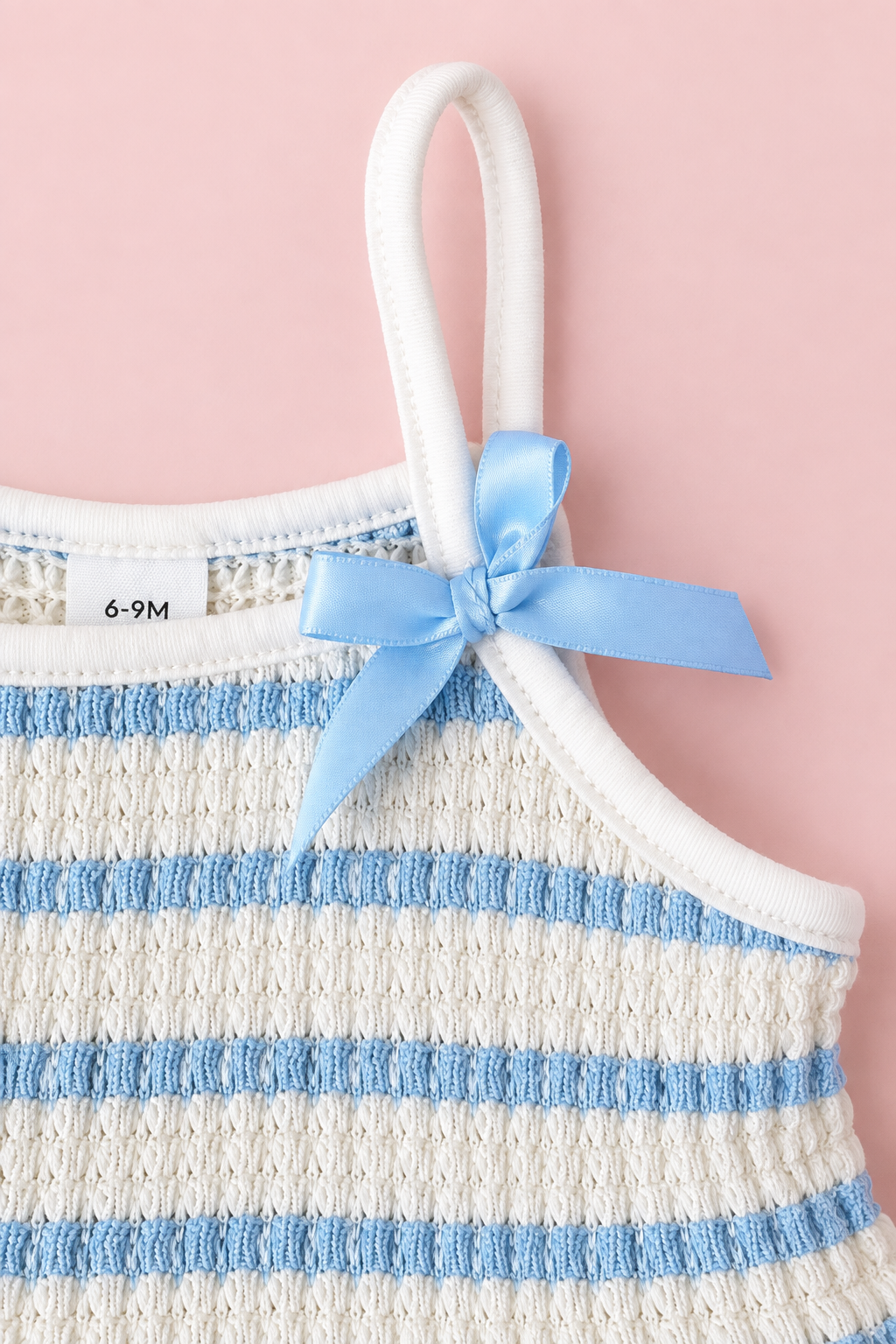 Blue Stripe Bow Baby Girl Dress
