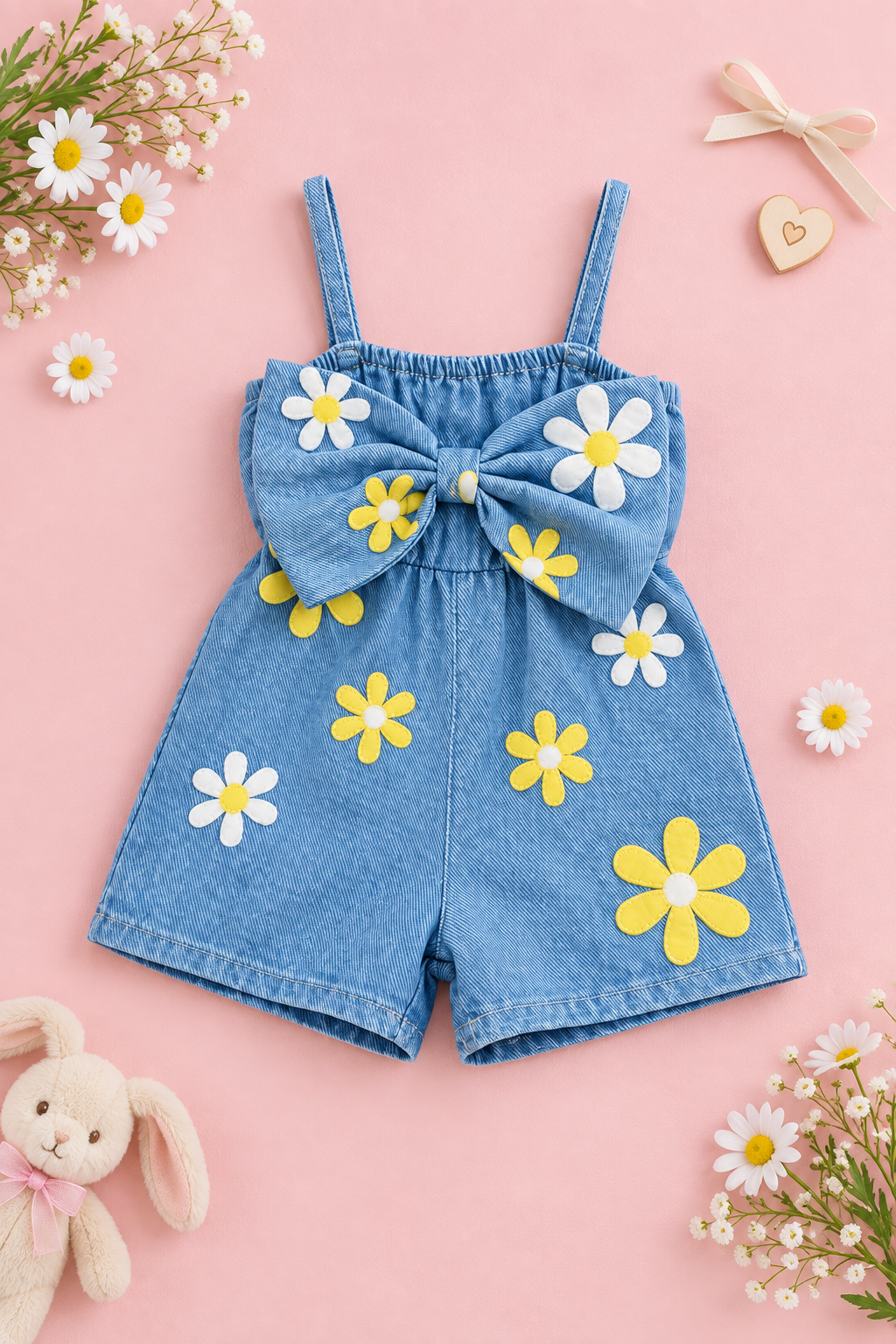 Daisy Denim Bow Romper