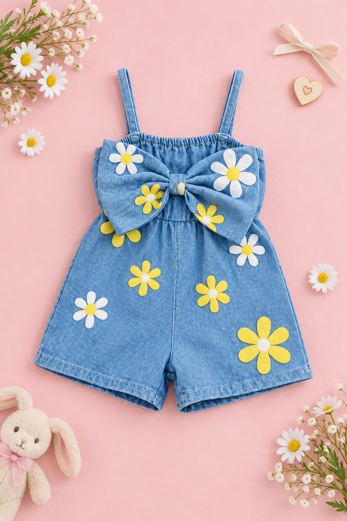 Daisy Denim Bow Romper