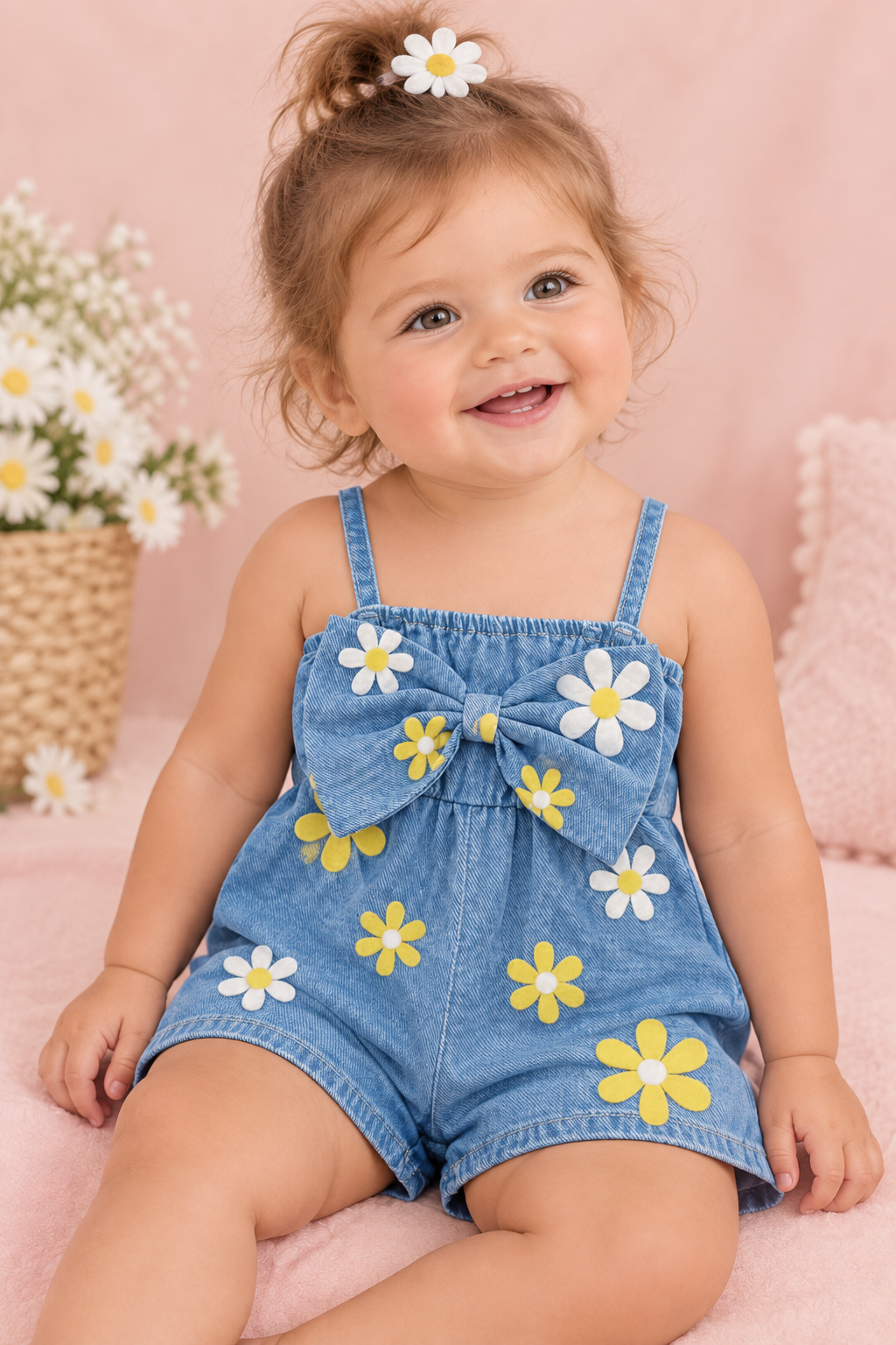 Daisy Denim Bow Romper
