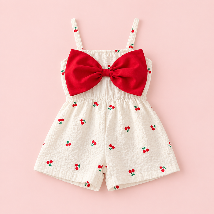 Cherry Print Bow Romper