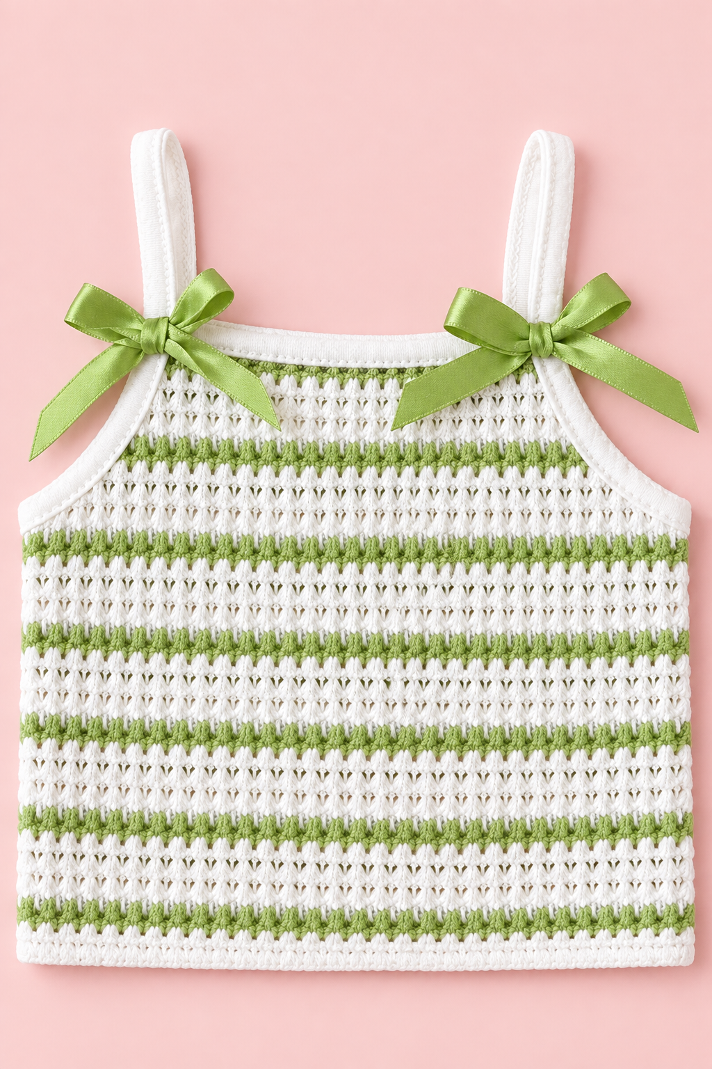 Green Striped Crochet Knit Set