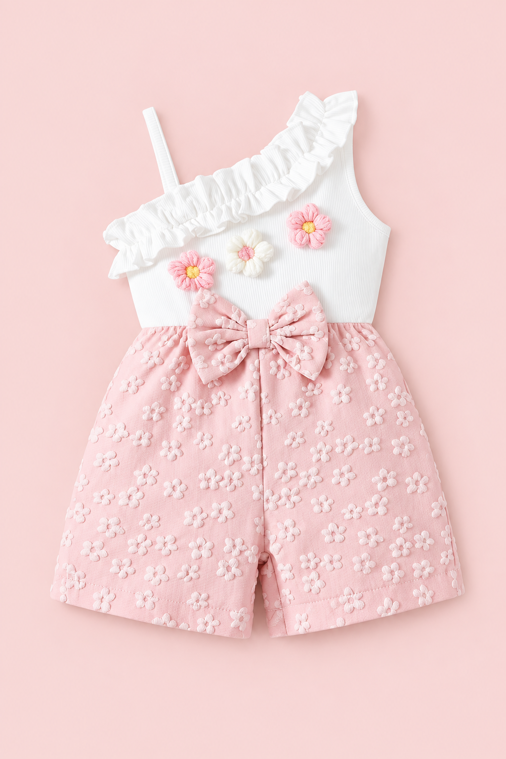 Floral Ruffle Baby Girl Romper – Pink