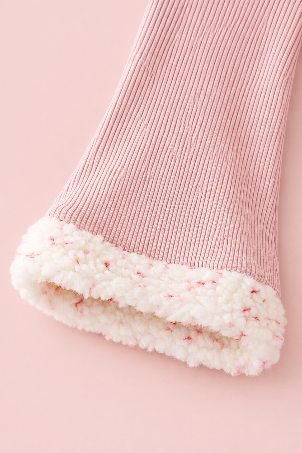Pink Bow Sherpa Sweatshirt & Corduroy Flare Pants Set